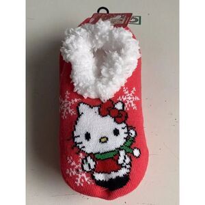 Sanrio Hello Kitty Christmas Slipper Socks Women’s Shoe Size 4-10  Faux Fur NEW